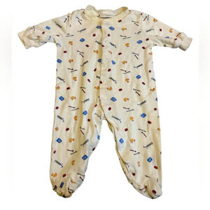 Vitamins Vintage Babycore Bath Time Print Footie Sleeper 0-3M